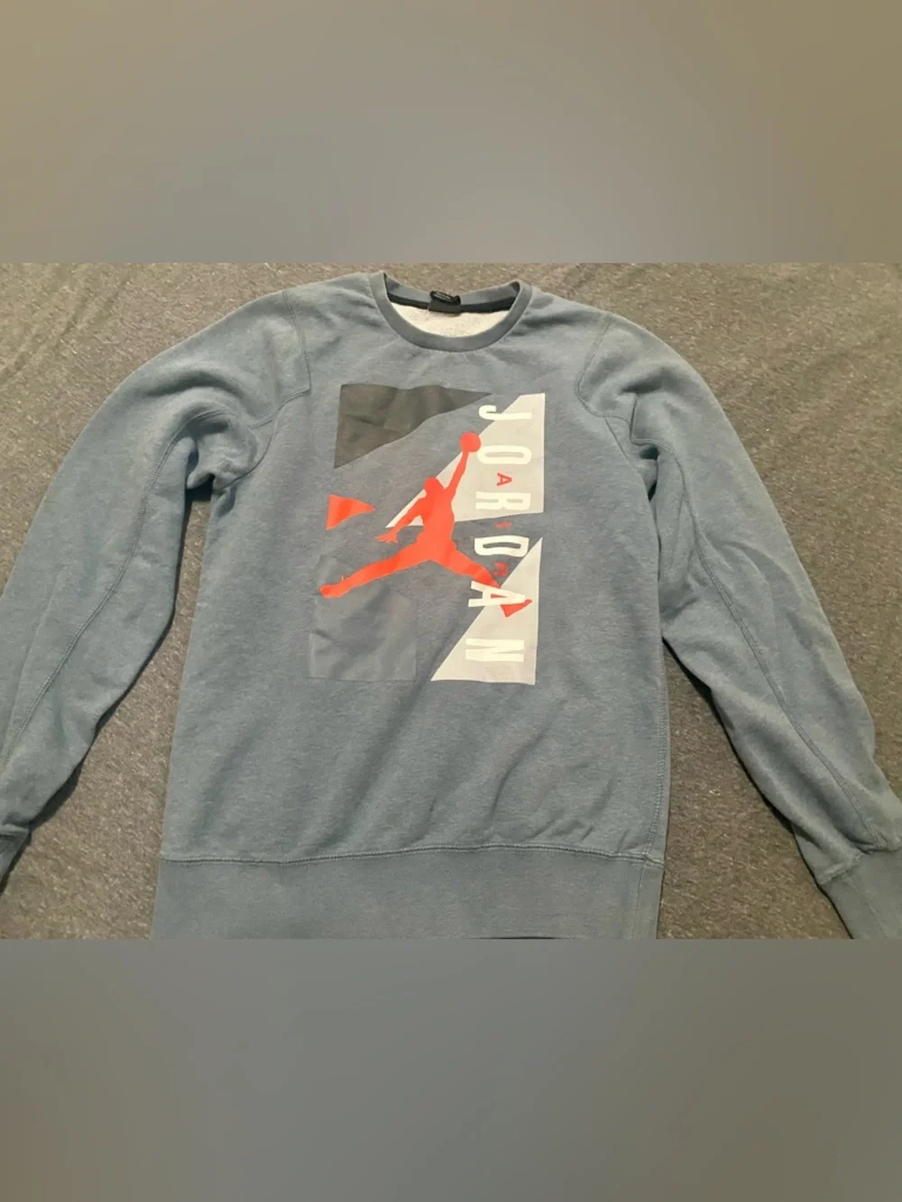 Jordan Men's Slate Blue Crewneck Sweatshirt with Red Jumpman